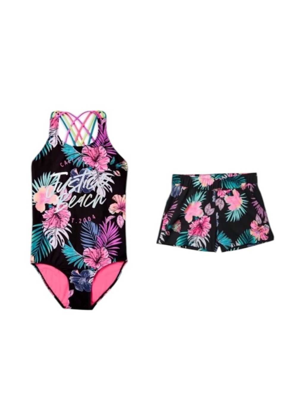 Justice Sz 10 Swimsuit & Swim Shorts